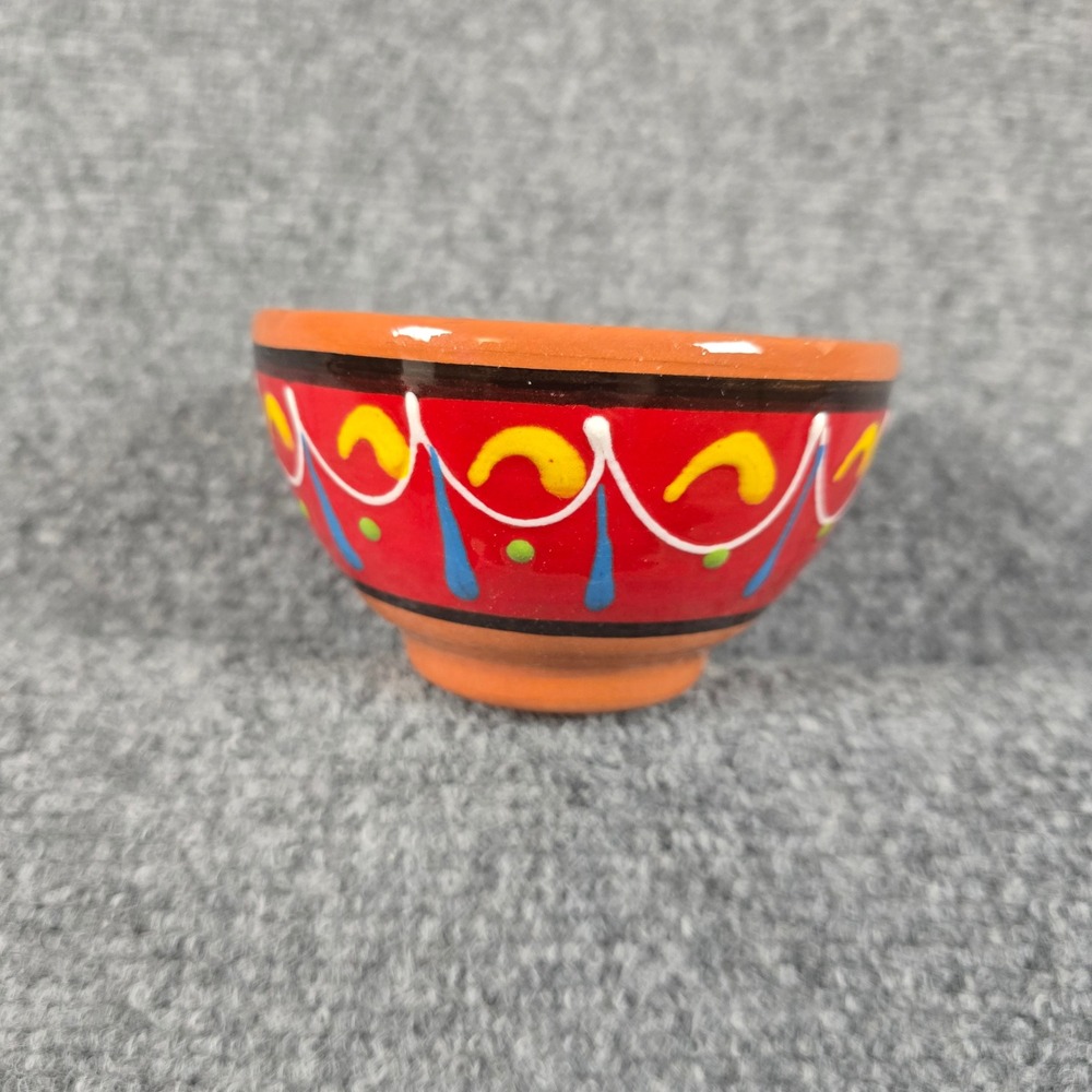 Cactus Canyon‎ Hand Painted Ceramic Bowl Spain Small Red Yellow Blue Folk Art